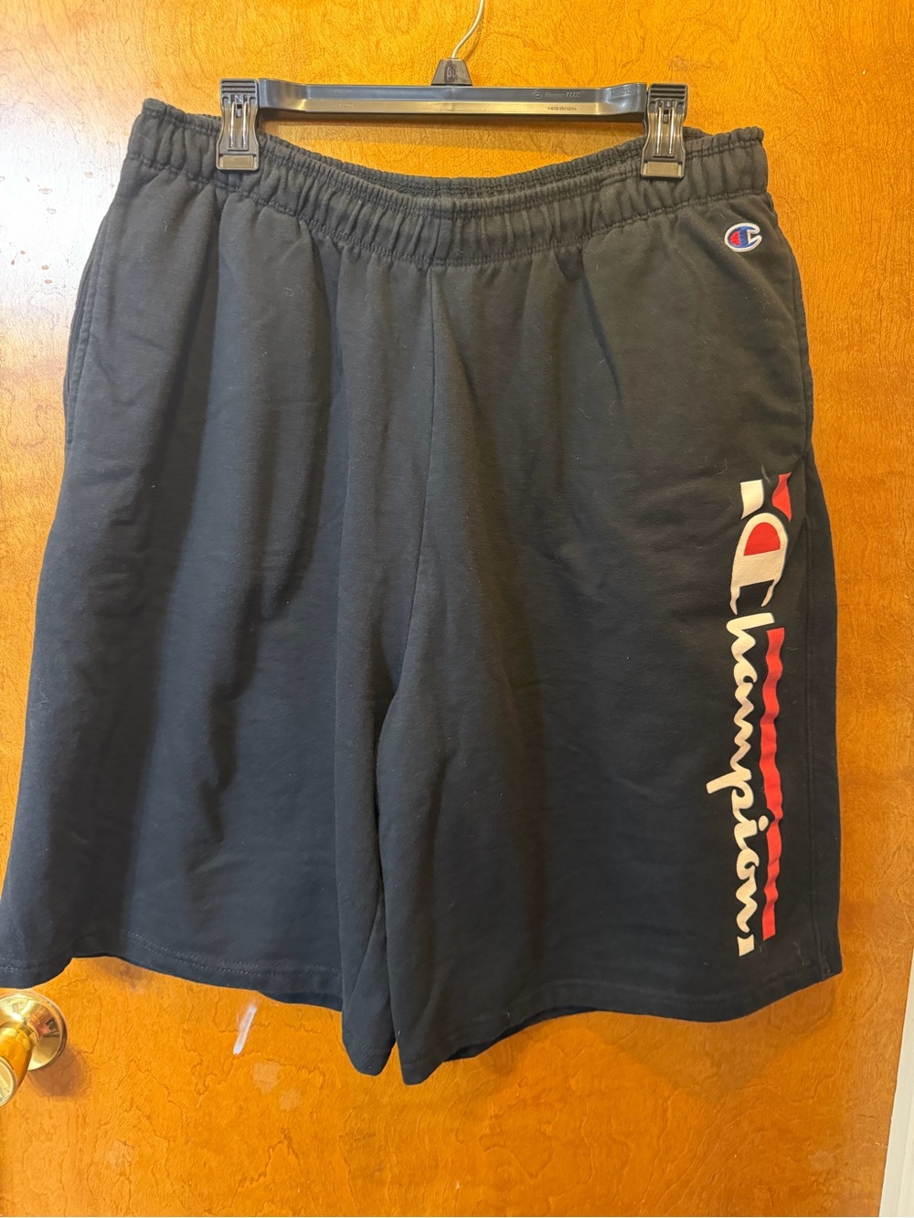 Champion black athletic shorts men’s 1XL Big & Tall logo drawstring relaxed